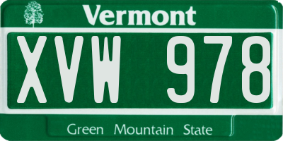 VT license plate XVW978