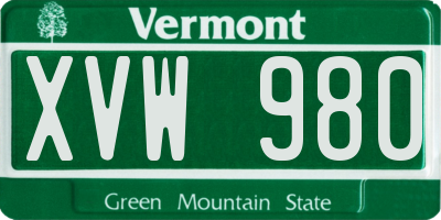 VT license plate XVW980