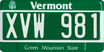 VT license plate XVW981