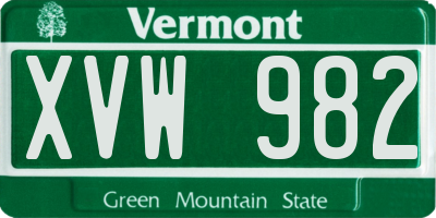 VT license plate XVW982