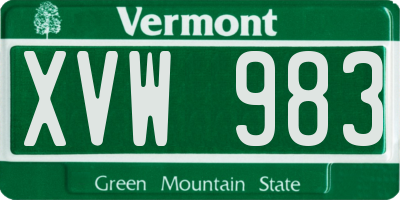 VT license plate XVW983