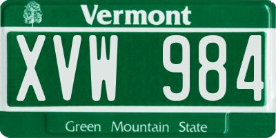 VT license plate XVW984