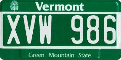 VT license plate XVW986