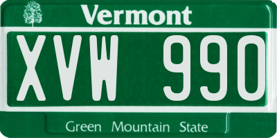 VT license plate XVW990
