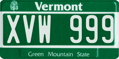 VT license plate XVW999