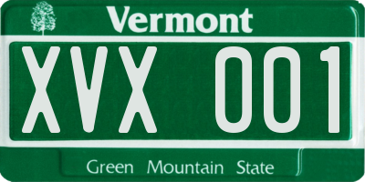 VT license plate XVX001