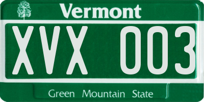 VT license plate XVX003