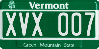 VT license plate XVX007