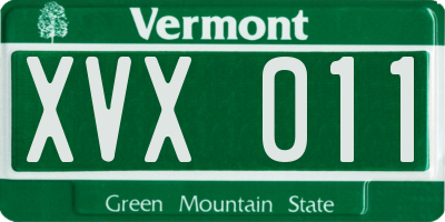 VT license plate XVX011