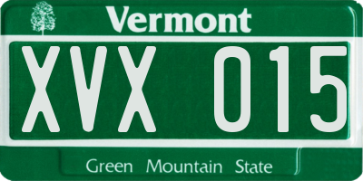 VT license plate XVX015