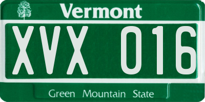 VT license plate XVX016