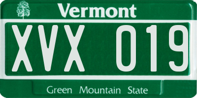 VT license plate XVX019