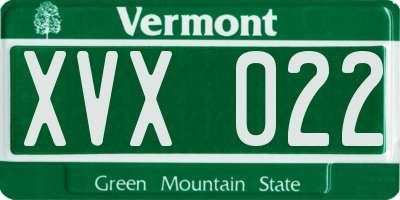 VT license plate XVX022