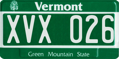 VT license plate XVX026