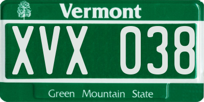 VT license plate XVX038