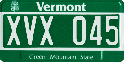 VT license plate XVX045