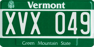 VT license plate XVX049