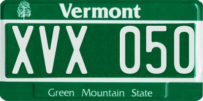 VT license plate XVX050