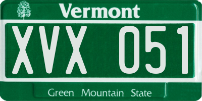 VT license plate XVX051