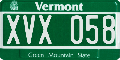 VT license plate XVX058