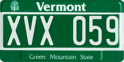 VT license plate XVX059