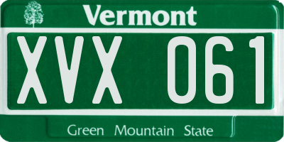 VT license plate XVX061