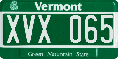 VT license plate XVX065
