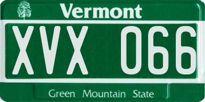 VT license plate XVX066
