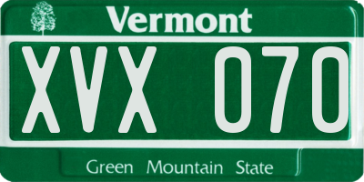 VT license plate XVX070