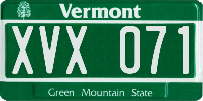 VT license plate XVX071