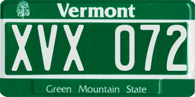 VT license plate XVX072