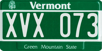 VT license plate XVX073