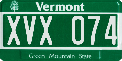 VT license plate XVX074