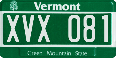 VT license plate XVX081