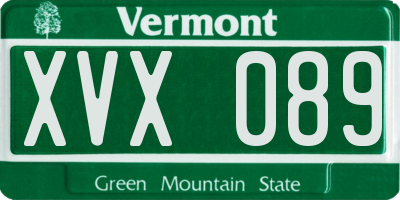 VT license plate XVX089