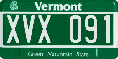 VT license plate XVX091
