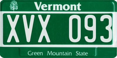VT license plate XVX093