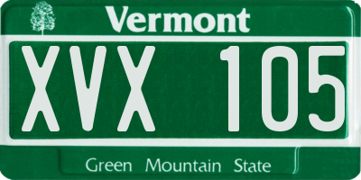 VT license plate XVX105