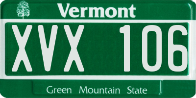 VT license plate XVX106