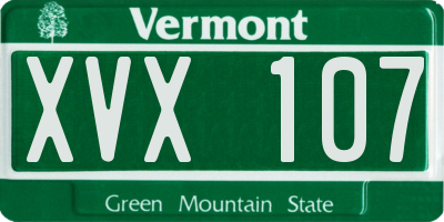 VT license plate XVX107