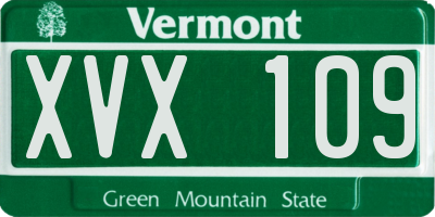 VT license plate XVX109