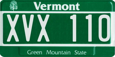 VT license plate XVX110