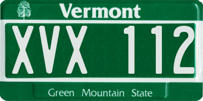 VT license plate XVX112