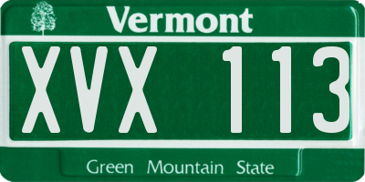 VT license plate XVX113