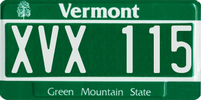 VT license plate XVX115
