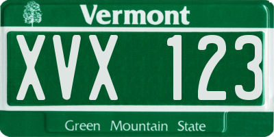 VT license plate XVX123