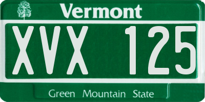 VT license plate XVX125