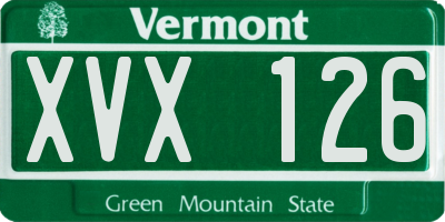 VT license plate XVX126