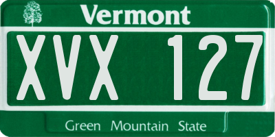 VT license plate XVX127