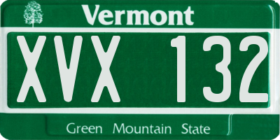VT license plate XVX132